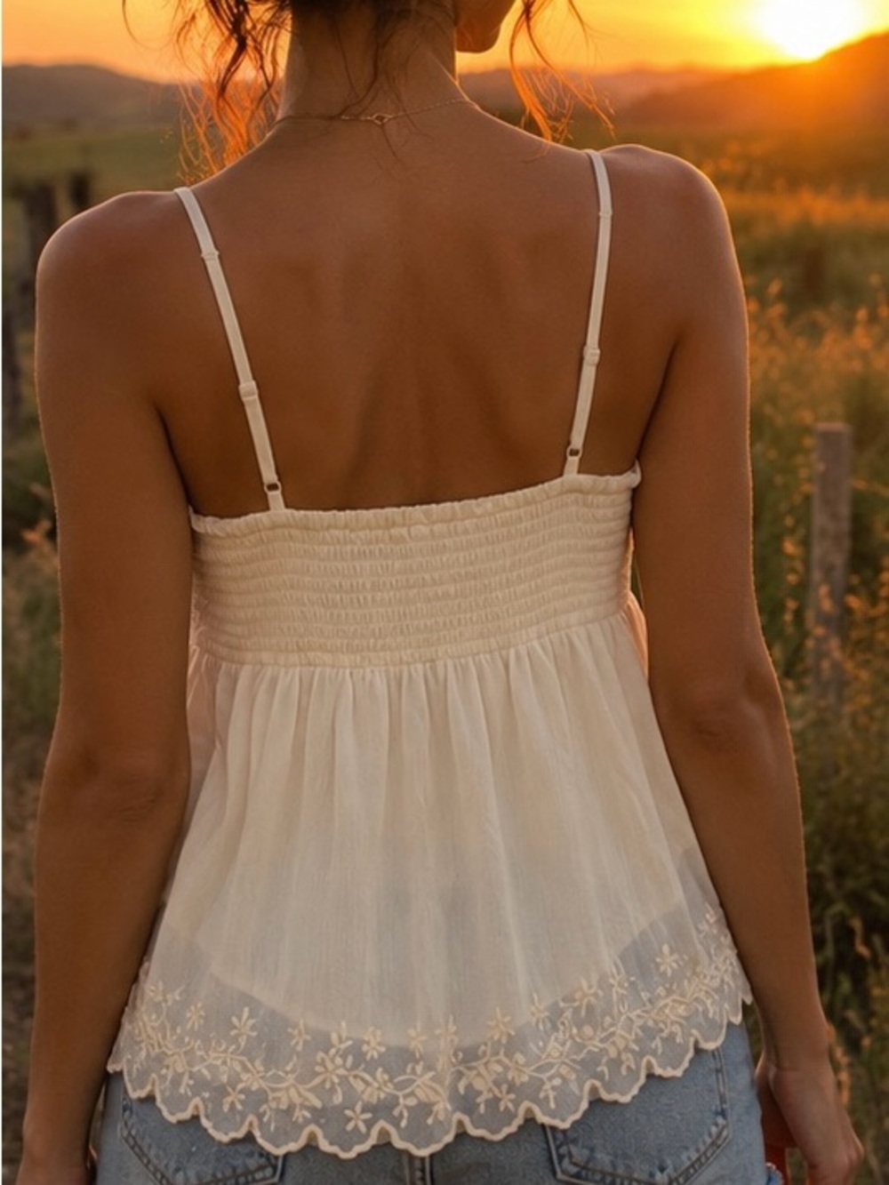 Hollister Yellow Embroidered Babydoll Cami Tank | Coquette Cottagecore | NWOT - Picture 2 of 6